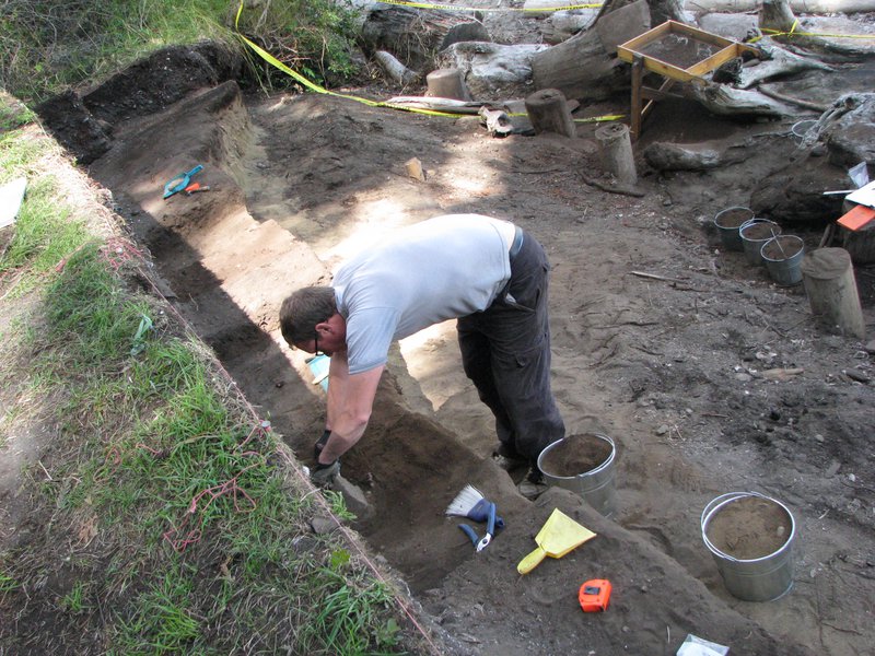 Excavation at the Dionisio Point Village, coast British Columbia